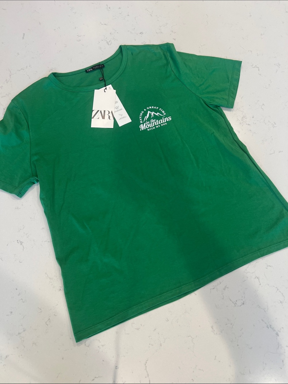 Zara Green Graphic 'Mountains' Tee